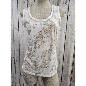 Oui Moments Sleeveless Paisley Metallic Tank Top Blouse Shirt‎ Tee Women's 8 EUC